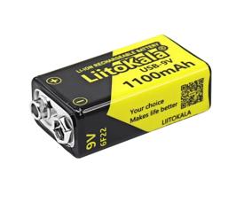 Аккумулятор li-ion Крона 1100mAh 9V LiitoKala с зарядкой от USB Type-C