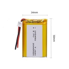 Аккумулятор литий-полимерный 10*34*50 103450 (3.7В, 2000mah) с разъемом PH2.0