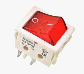 Купить Переключатель KCD4-201N on-off 15A 250V (4 контакта) красный (белый корпус) в Челябинске