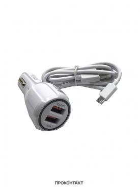 Купить Автомобильное ЗУ на 2 гнезда USB MUJU MJ-C02 + кабель microUSB (факт.3600mA, быстрая зарядка) в Челябинске