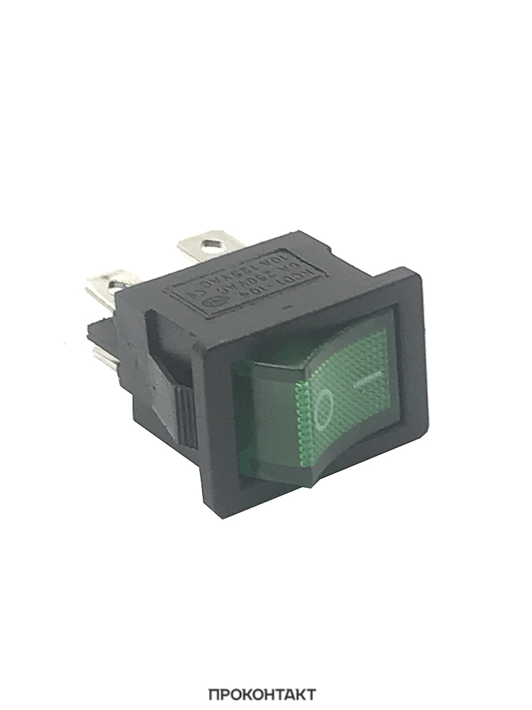 Купить Переключатель KCD1-201N ON-OFF 6A 250V (4 контакта) зеленый в Челябинске