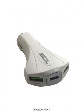 Купить Зарядное устройство в гнездо прикуривателя 2*USB + TYPE-C  CAU34 3.5A быстрая зарядка QC3.0 Белый в Челябинске