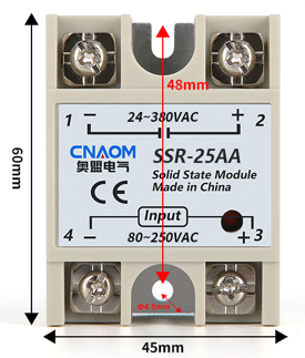 Купить Твердотельное реле CNAOM SSR-25AA (управление 80-250VAC, контроль 24-380VAC) в Челябинске