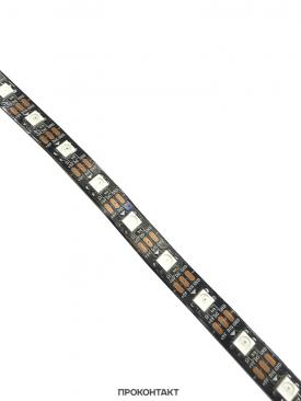 Купить Светодиодная лента WS2812B (адресная) 60св/м 5V незащищенная RGB черная основа цена за 1метр в Челябинске