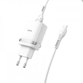 Купить Зарядное устройство 1*USB HOCO CS12A 3A быстрая зарядка QC3.0 + кабель MicroUSB Белый в Челябинске