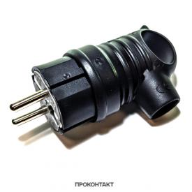 Купить Вилка угловая влагозащищенная с кольцом, с/з, 16А, IP44 каучук REXANT в Челябинске