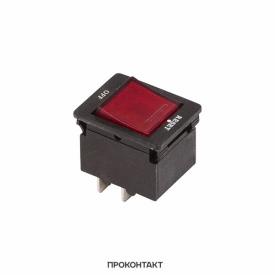 Купить Выключатель - автомат клавишный 250V 10А (4с) RESET-OFF красный  с подсветкой в Челябинске