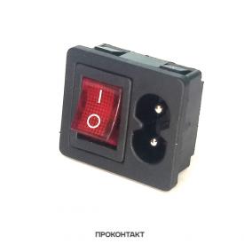 Купить Гнездо на корпус IEC320 C8 восьмерка с красным выключателем в Челябинске