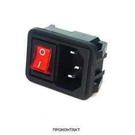 Купить Сетевой разъем C14 3PIN 250V 10А ON-OFF с выключатлем с подсветкой в Челябинске