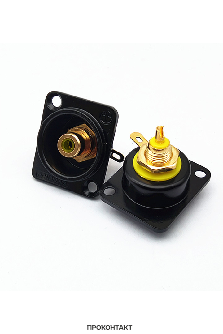 Купить Гнездо на корпус RCA (тюльпан) D-TYPE HONGFENG желтый в Челябинске