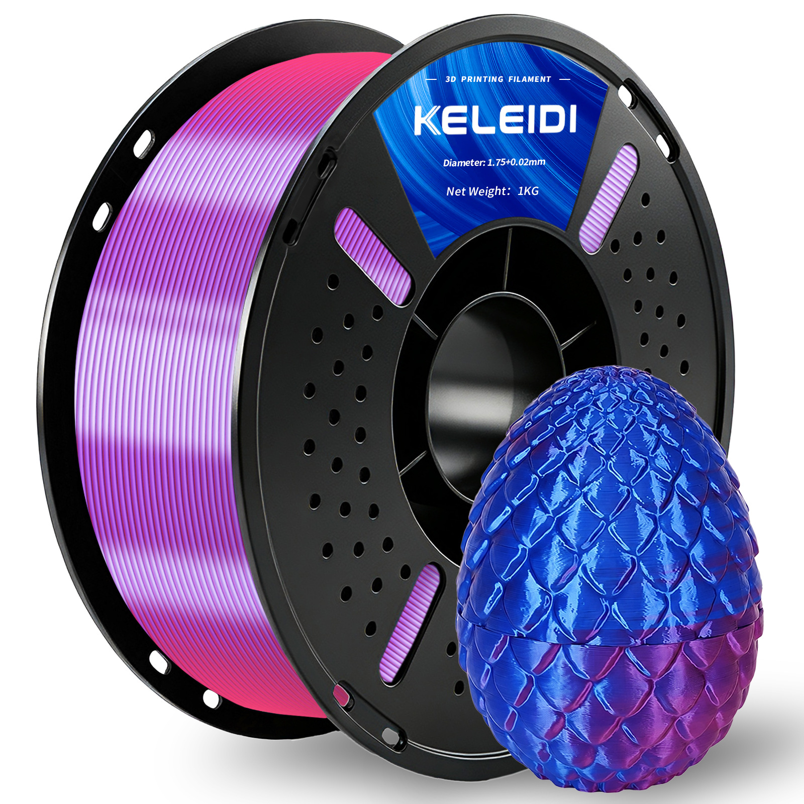 Филамент 1.75мм двухцветный PLA Silk красно-синий 1 кг