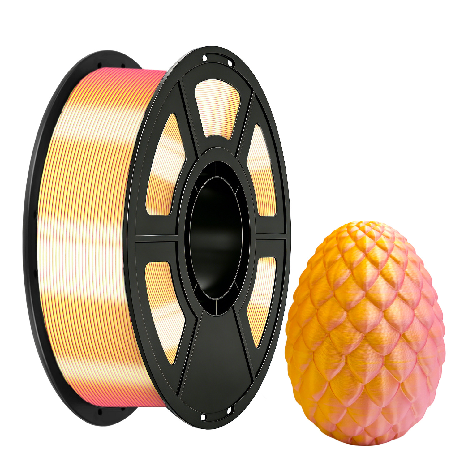 Филамент 1.75мм двухцветный PLA Silk розово-золотой 1 кг