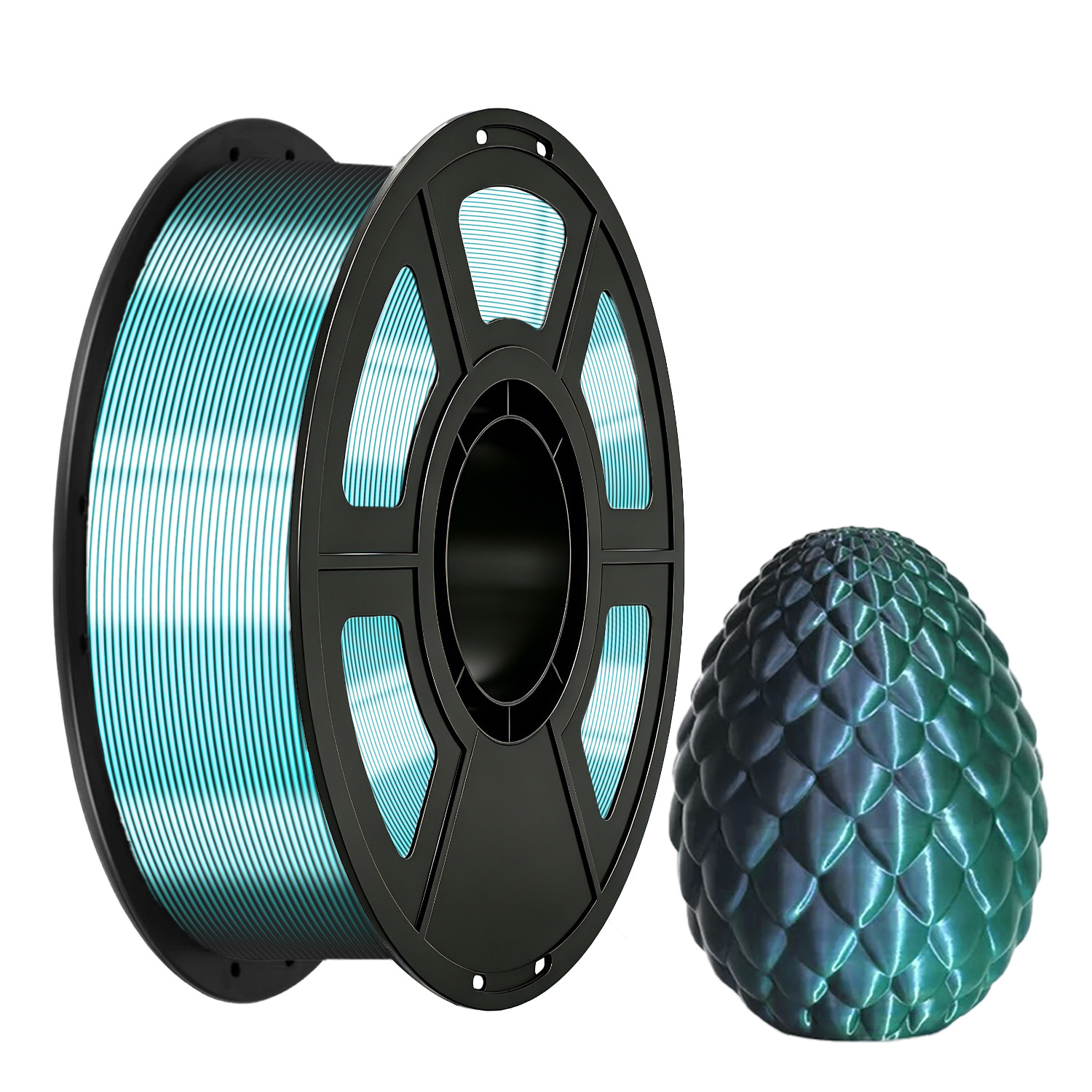 Филамент 1.75мм двухцветный PLA Silk черно-зеленый 1 кг