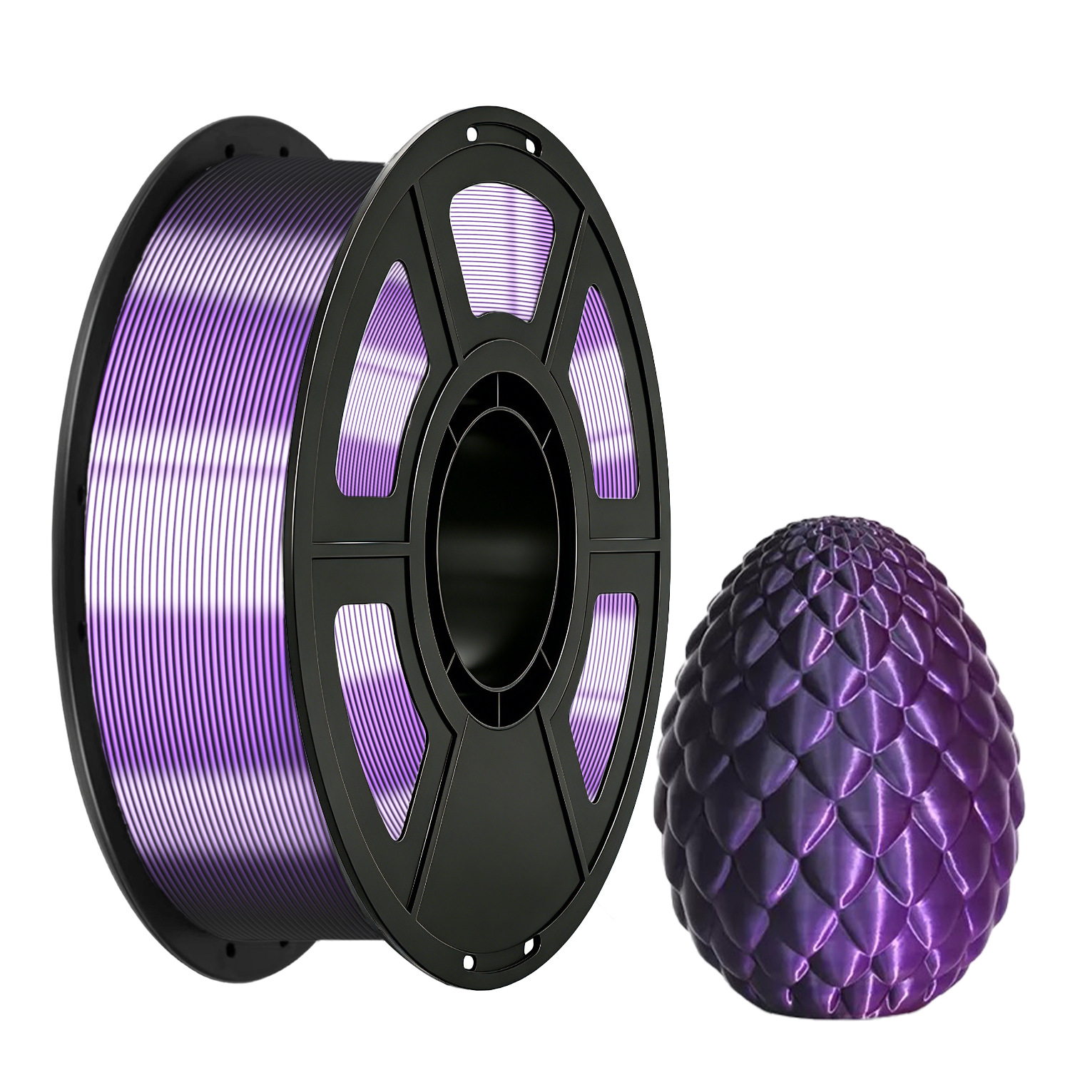 Филамент 1.75мм двухцветный PLA Silk черно-фиолетовый 1 кг