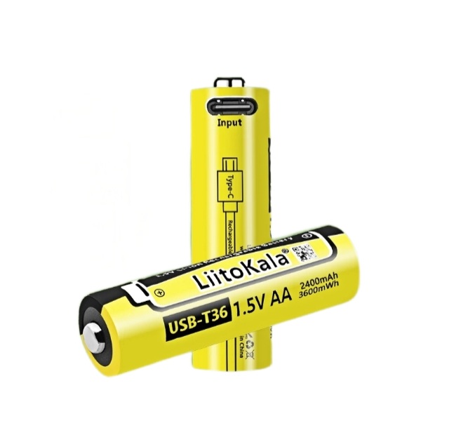 Аккумулятор литий-ионный  AA 2400mah LiitoKala USB-T36 1.5V с зарядкой от USB Type-C