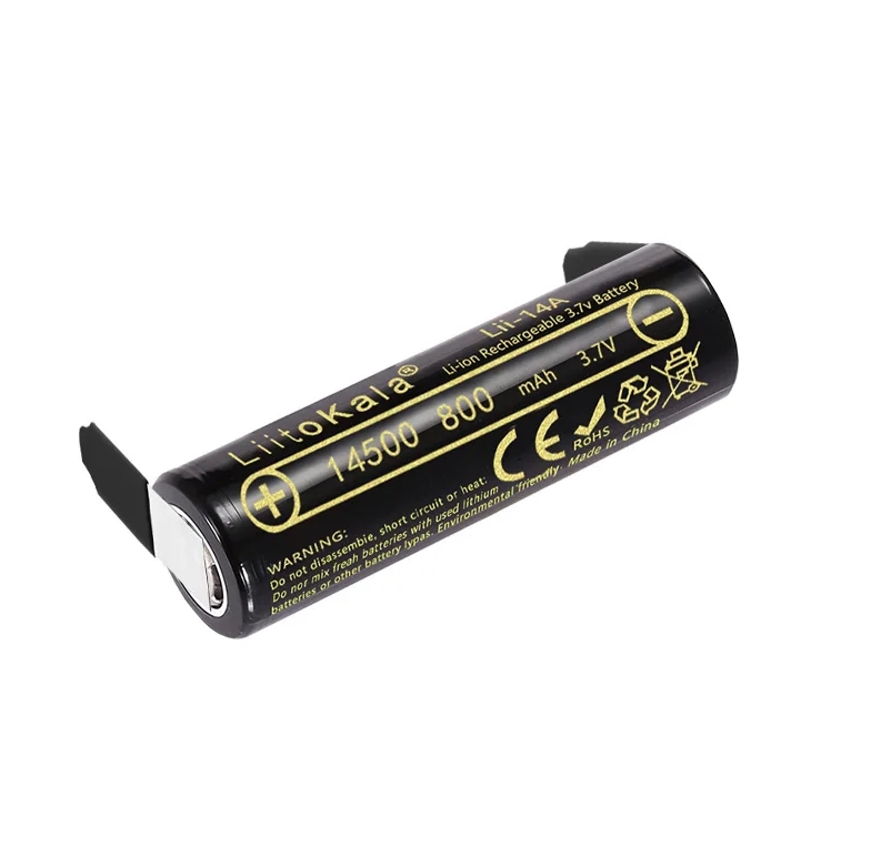 Аккумулятор литий-ионный 14500  800mAh LiitoKala 14A-N 3.7V (14x50мм) (факт. 800mAh) с лепестками