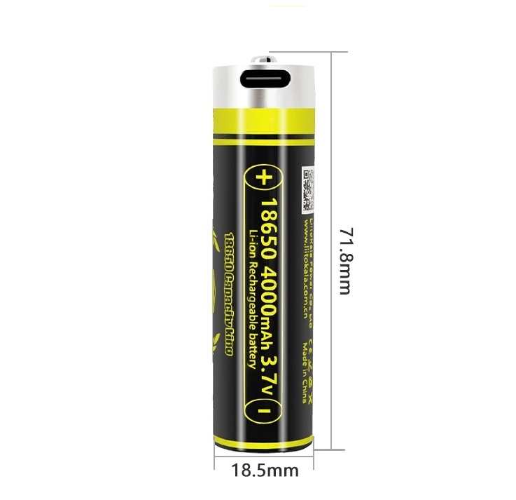 Аккумулятор литий-ионный 18650 Liitokala 4000mah King4000-USB с зарядкой от USB Type-C