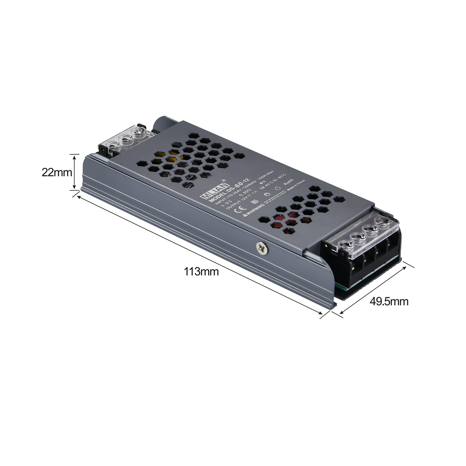 Блок питания 12V QA- 60W (плоский, высота 22мм) MLIAN