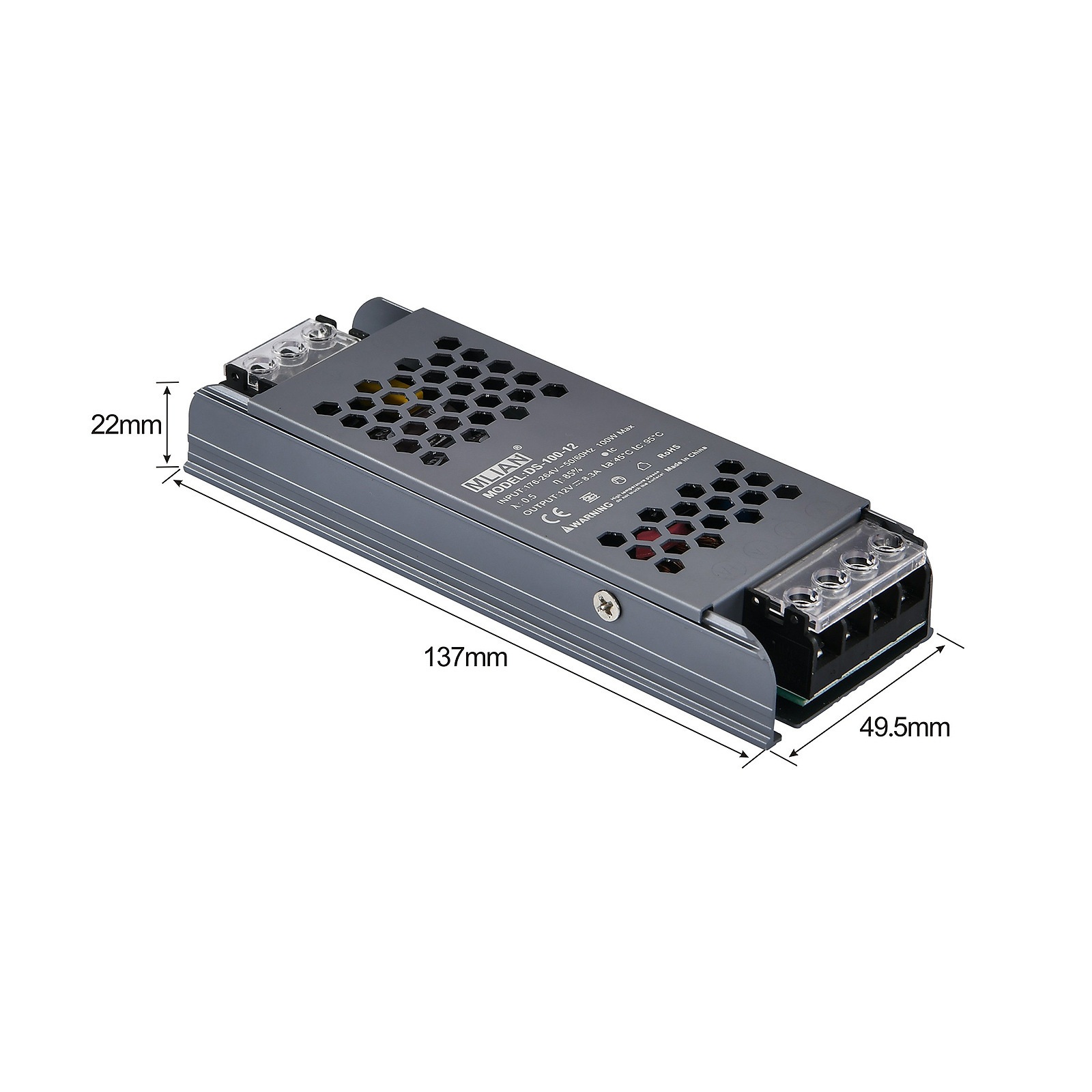 Блок питания 12V QA-100W (плоский, высота 22мм) MLIAN