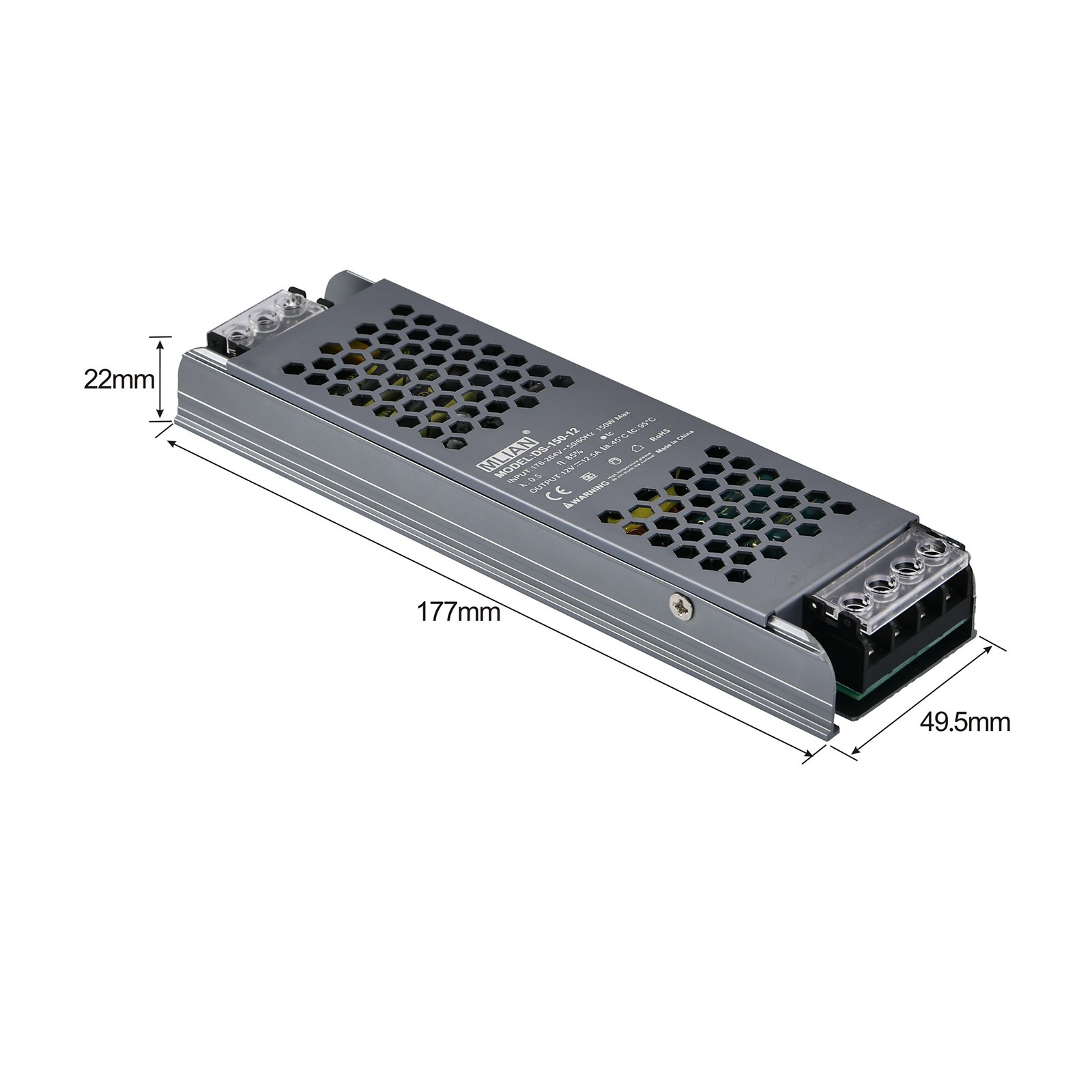 Блок питания 12V QA-150W (плоский, высота 22мм) MLIAN