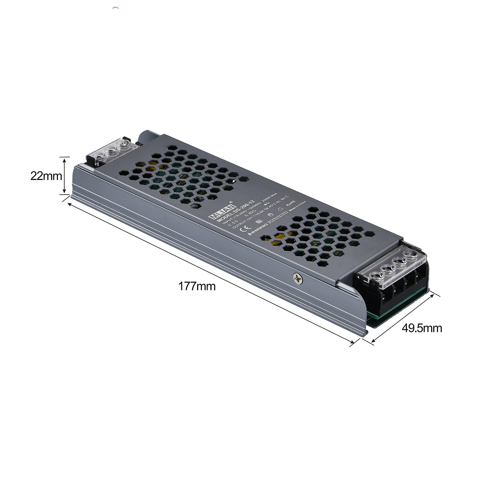 Блок питания 12V QA-200W (плоский, высота 22мм) MLIAN