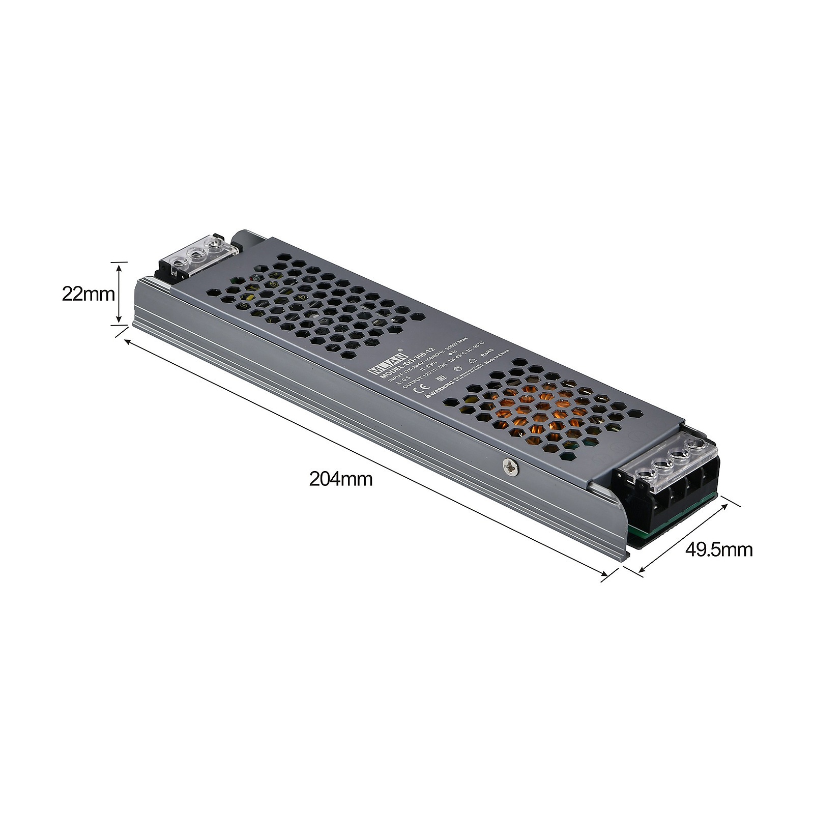 Блок питания 12V QA-300W (плоский, высота 22мм) MLIAN