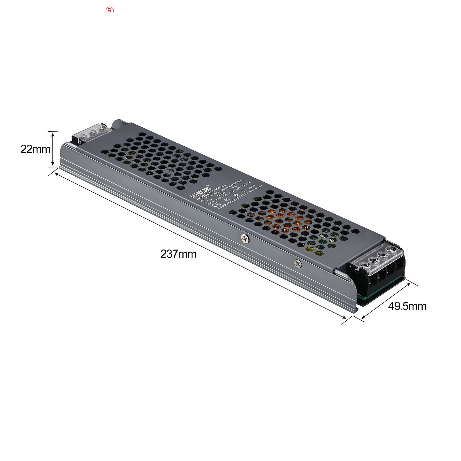 Блок питания 12V QA-400W (плоский, высота 22мм) MLIAN