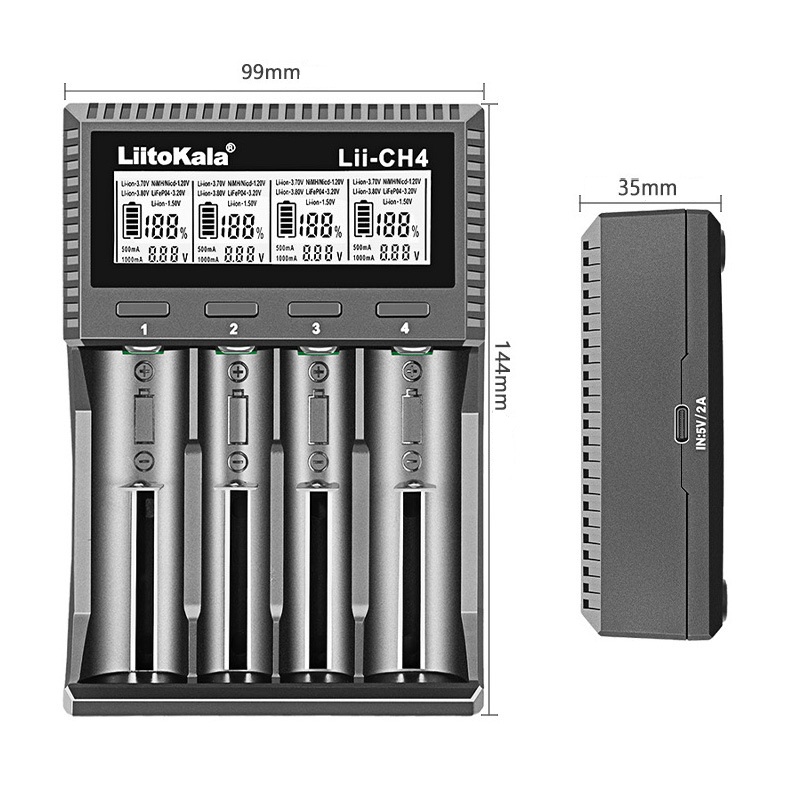 Зарядное устройство LiitoKala Engineer Lii-CH4 для Ni-MH, Li-ion, LiFePO4 питание от USB