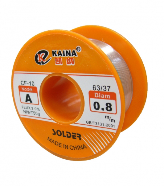 Купить Припой KAINA A 0.8мм Sn63/Pb37 с флюсом CF-10  34гр в Челябинске