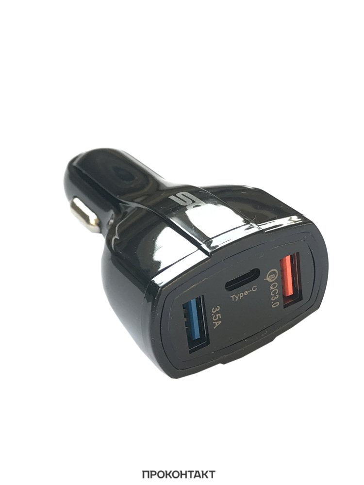 Купить Зарядное устройство в гнездо прикуривателя 2*USB + TYPE-C CAU33 3.5A быстрая зарядка QC3.0 Черный в Челябинске