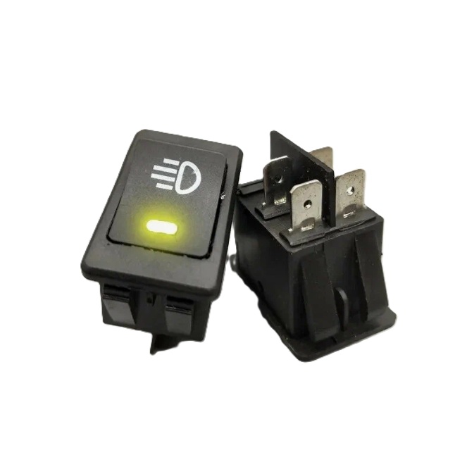 Переключатель клавишный ASW-17D 12V 35А (4с) ON-OFF  с желтой LED подсветкой