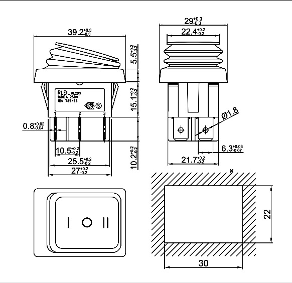 Купить Переключатель SB090 IP65 (on)-off-(on) 22x30мм (16A 250VAC) в Челябинске