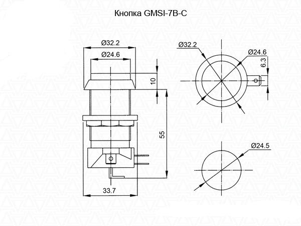 Купить Кнопка GMSI-7B-C no(nc)+nc(no) (красная) (5A 250VAC) в Челябинске