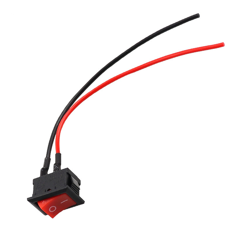 Переключатель KCD1-101 ON-OFF 6A 250V (2 контакта) красный с проводами