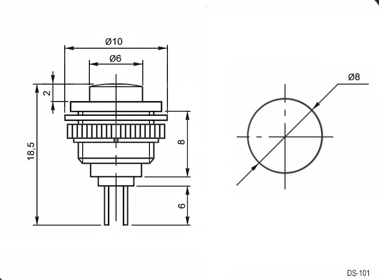 Купить Кнопка DS-101 off-(on) (0.5A 250VAC) красный в Челябинске