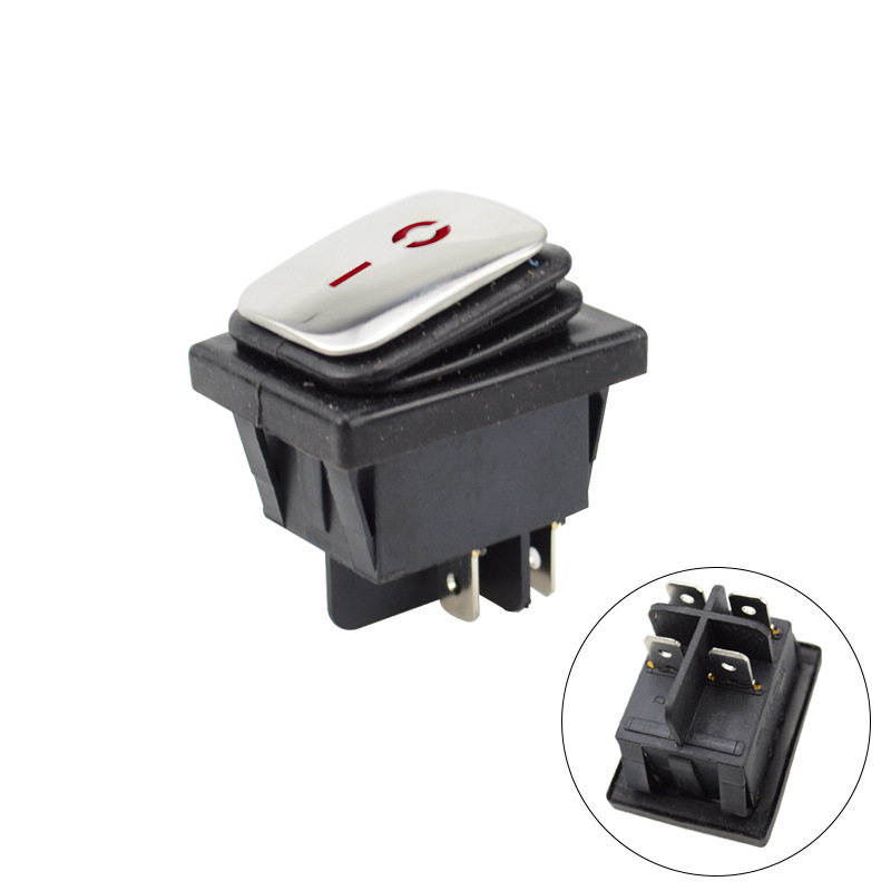 Переключатель SB089 KCD4 IP65 on-off 22x30мм (4 контакта 16A 250VAC) стальной