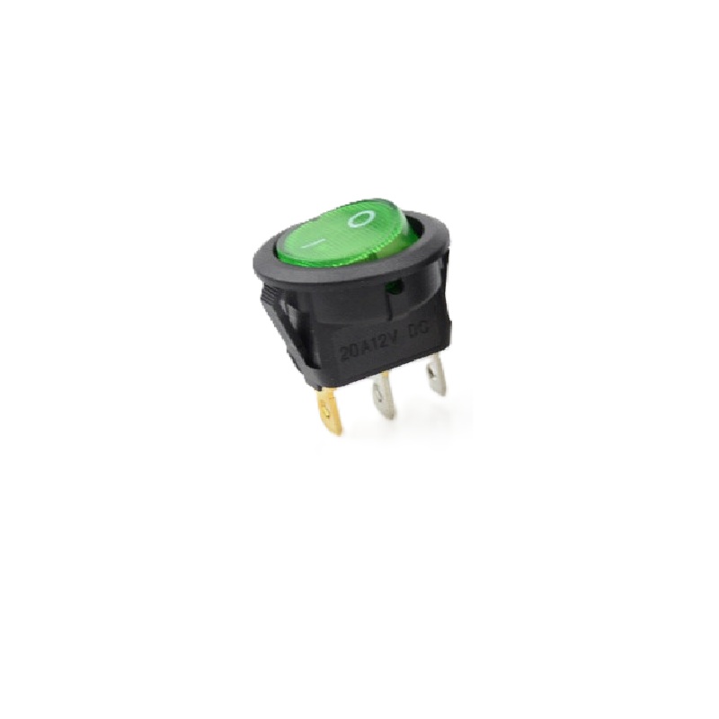 Переключатель KCD1-08N ON-OFF 20A 12V (3 контакта) зеленый