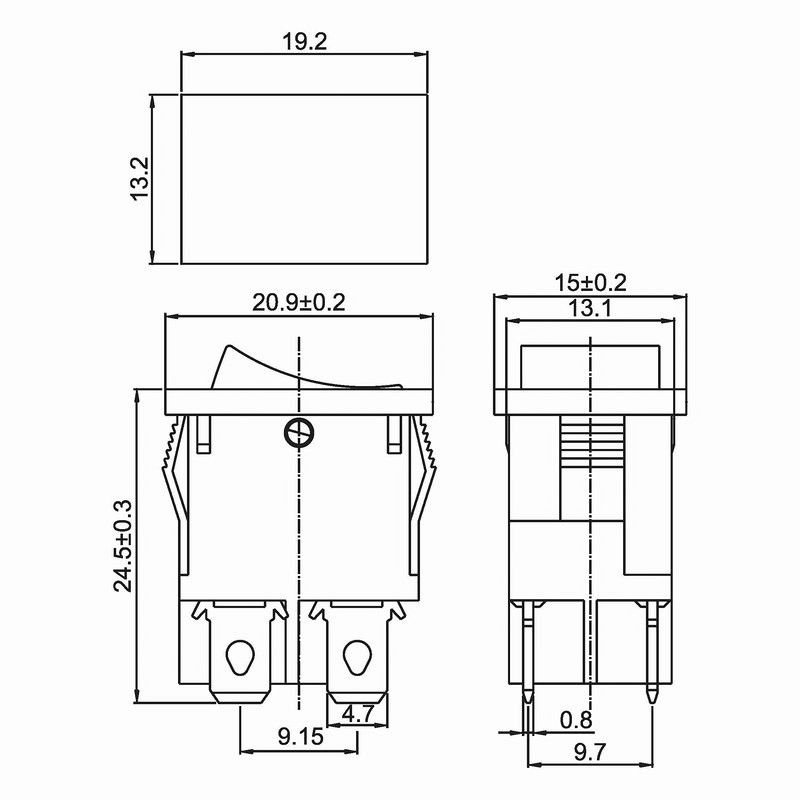 Купить Переключатель KCD1-201N ON-OFF 6A 250V (4 контакта) синий в Челябинске