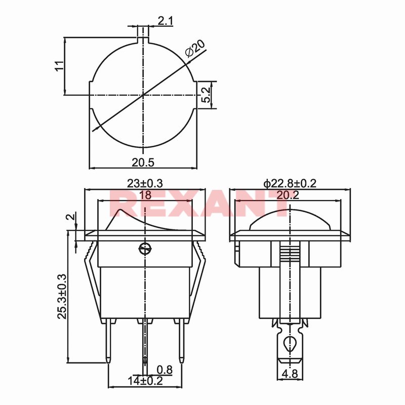 Купить Переключатель KCD1-05N-5H on-off 6A 250V (3 контакта) синий в Челябинске