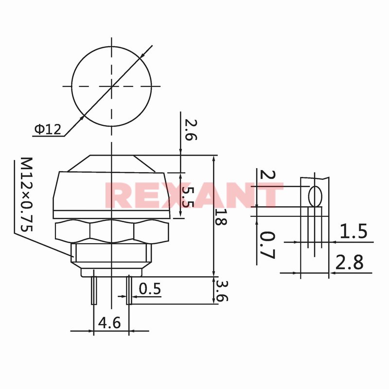 Купить Кнопка D12мм 250V 1А (2с) OFF-(ON)  Б/Фикс  желтая  Micro в Челябинске