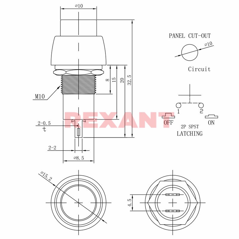 Купить Кнопка D10мм 250V 1А (2с) ON-OFF  красная  Micro в Челябинске