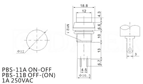 Купить Кнопка PBS-11A off-on (с фиксацией) зеленый (1A 250VAC) в Челябинске