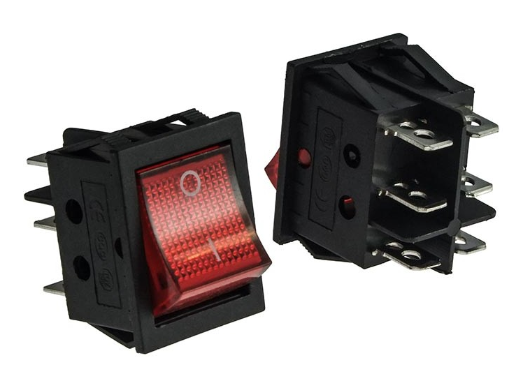 Купить Переключатель KCD4-202N ON-ON 30A 250V (6 контактов) красный в Челябинске