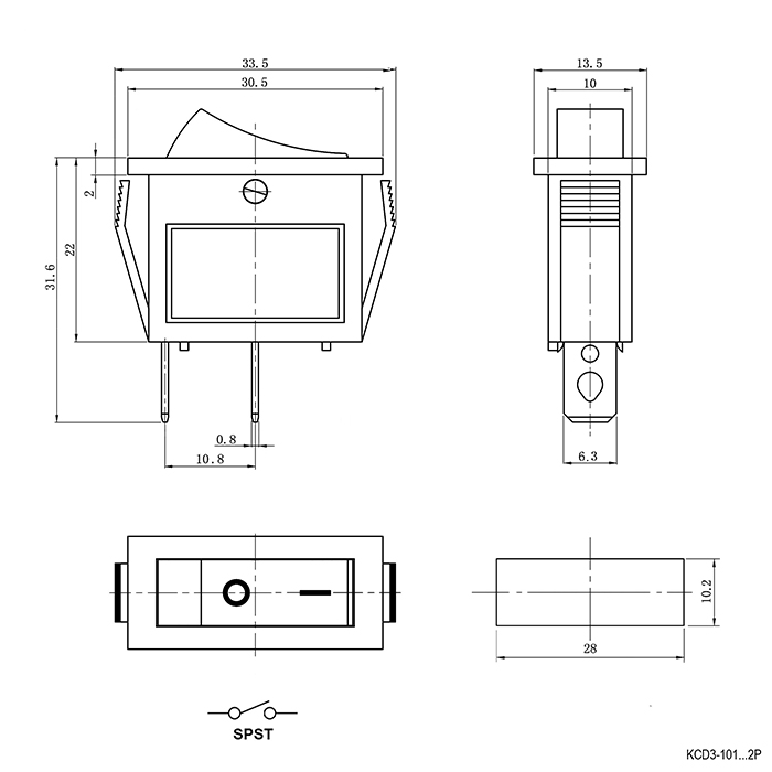 Купить Переключатель KCD3-101 ON-OFF 15A 250V (2 контакта) черный в Челябинске