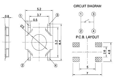 Купить Кнопка тактовая 5*5*0.8 SMD IT-1187N в Челябинске