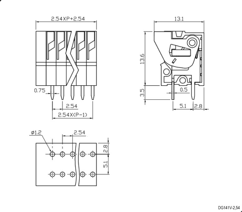 Купить Клеммник быстрозажимной DG141V-2.54-04P-14-00A(H) в Челябинске