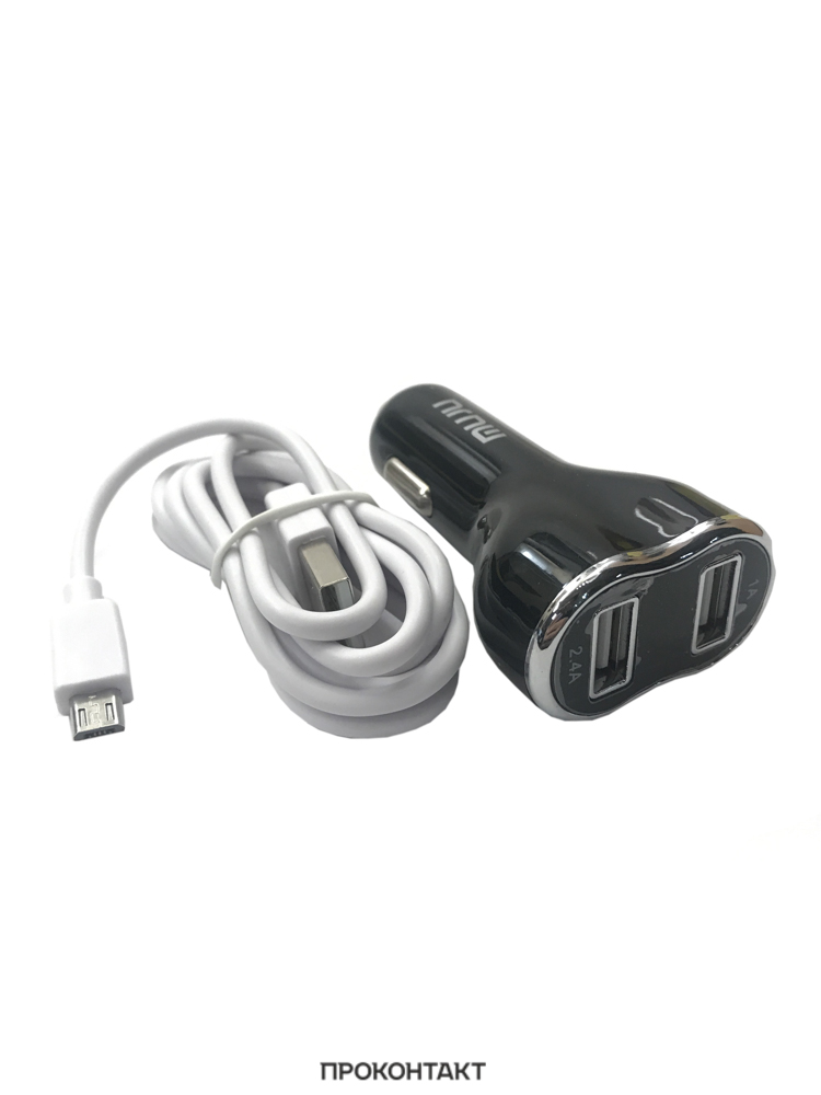 Купить Автомобильное ЗУ на 2 гнезда USB MUJU MJ-C10 3400мА (факт. 3000мА) + кабель microUSB в Челябинске