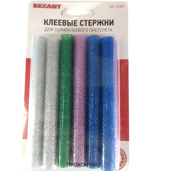 Купить Клеевые стержни d=11,3 мм, L=100 мм, цветные с блестками (упак. 12 шт. ) в Челябинске