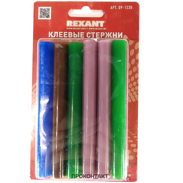 Купить Клеевые стержни d=11,3 мм, L=100 мм, цветные (упак. 12 шт. ) в Челябинске