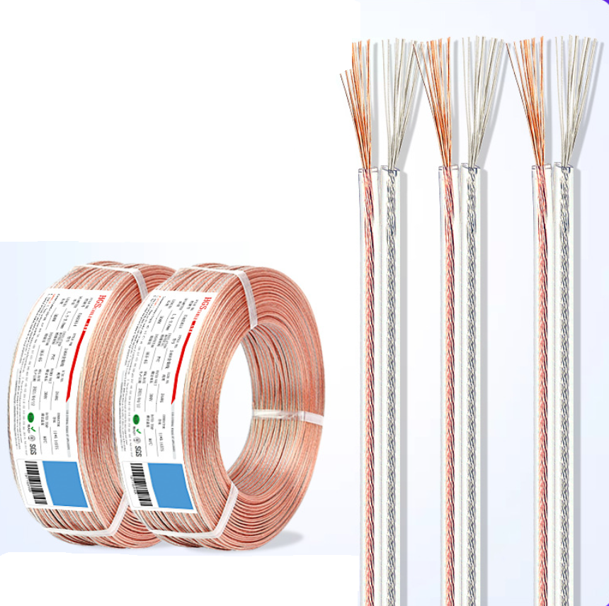 Кабель акустический CU 2*2.0 14AWG прозрачный (МЕДЬ OFC 99,9%) (на отрез, цена за 1 метр)
